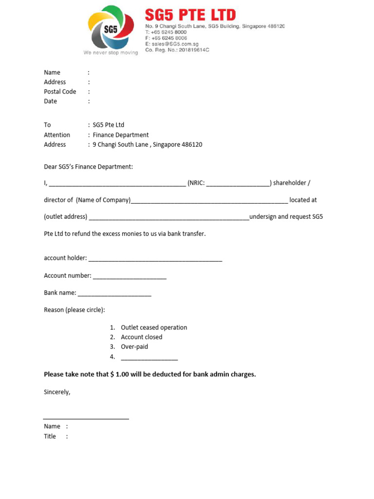 Request Refund Form | PDF