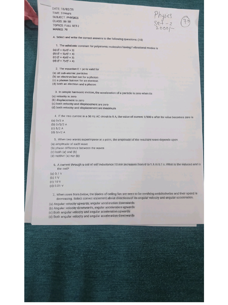 Physics Set 2 Paper | PDF