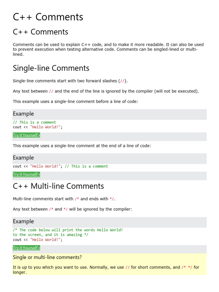 21.09.2 - C++ Comments | PDF