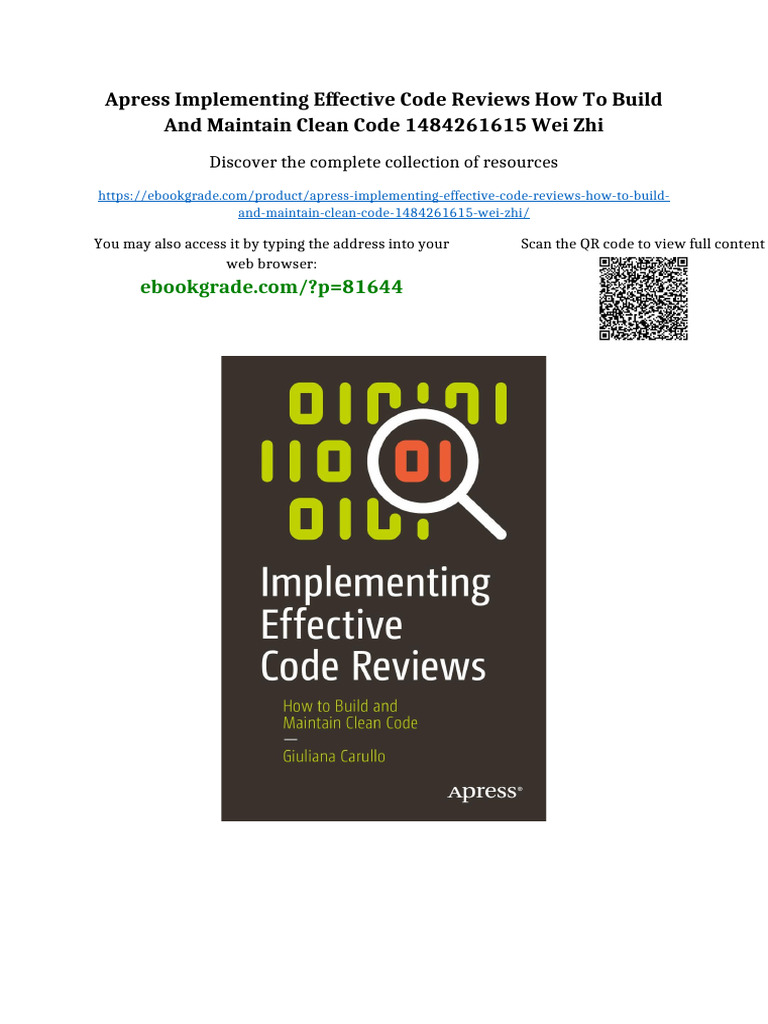 Apress Implementing Effective Code Reviews How to Build and Maintain ...