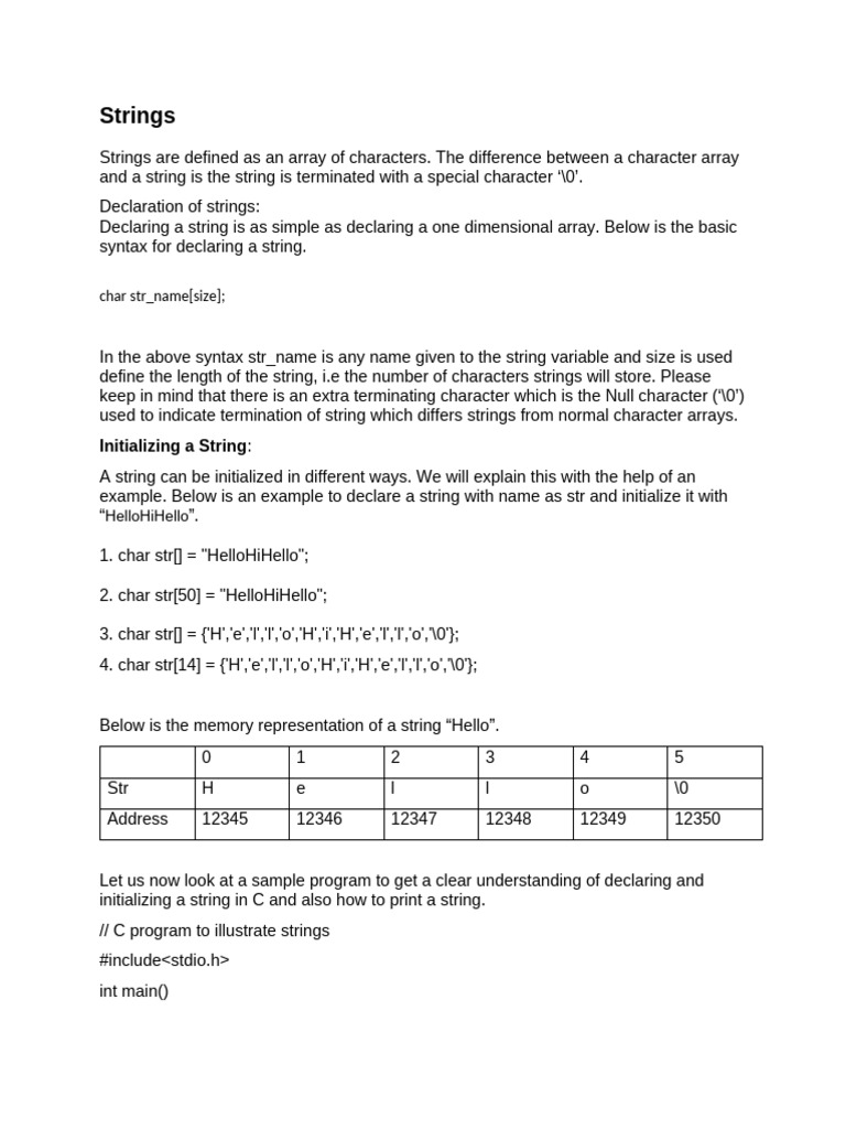 Strings in C Programming | PDF | Pointer (Computer Programming ...