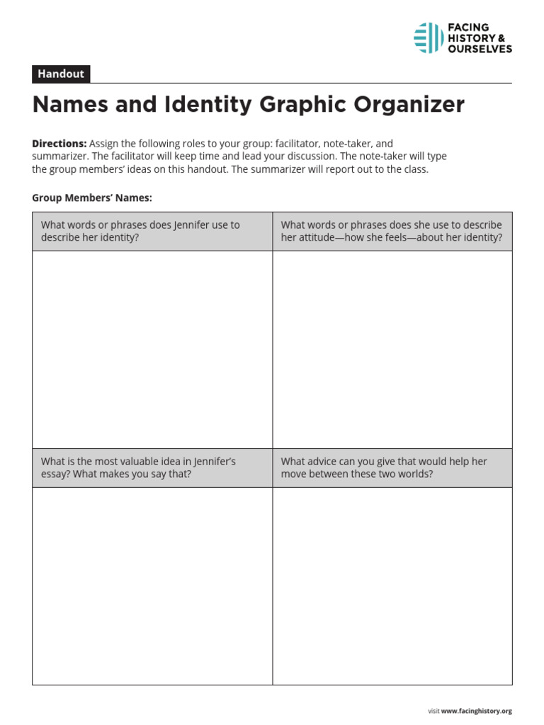 Names and Identity Graphic Organizer | PDF