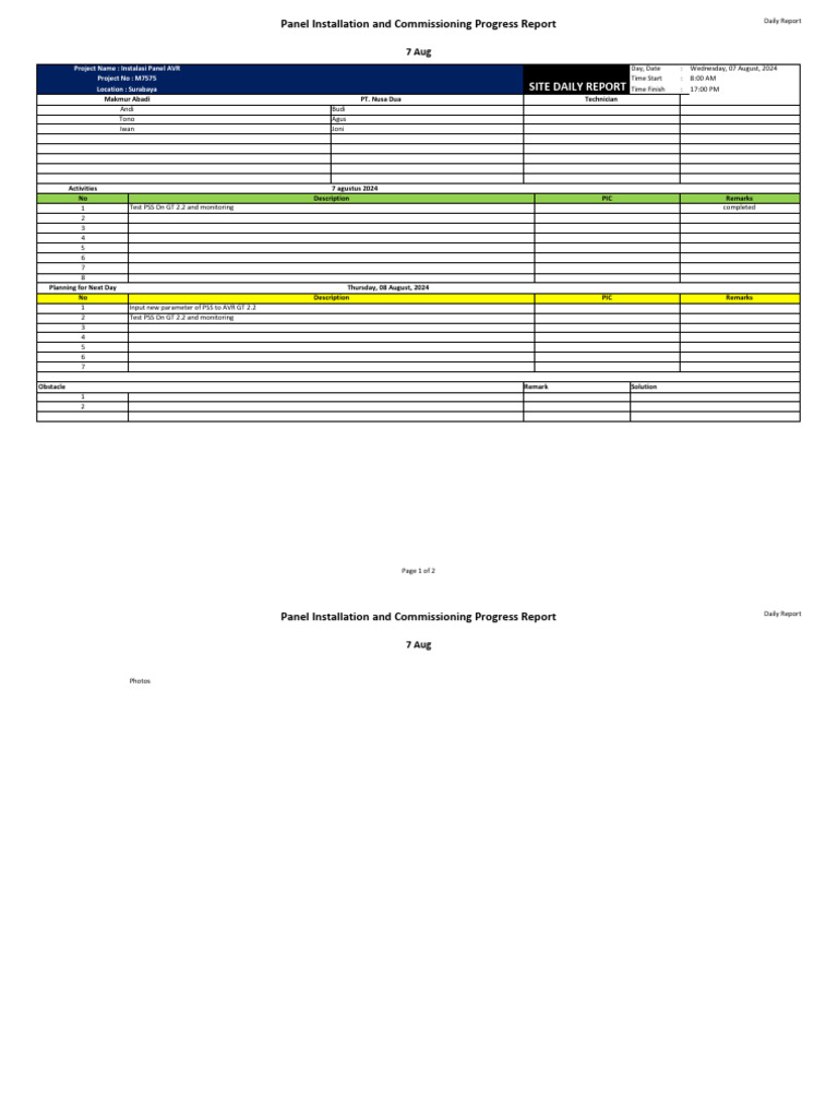 Instalasi Panel Laporan Harian - Day5 | PDF