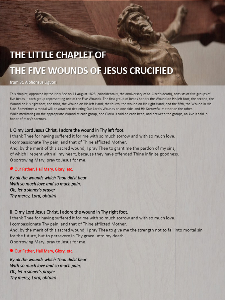 Chaplet of The Five Wounds of Jesus | PDF | Christian Belief And ...