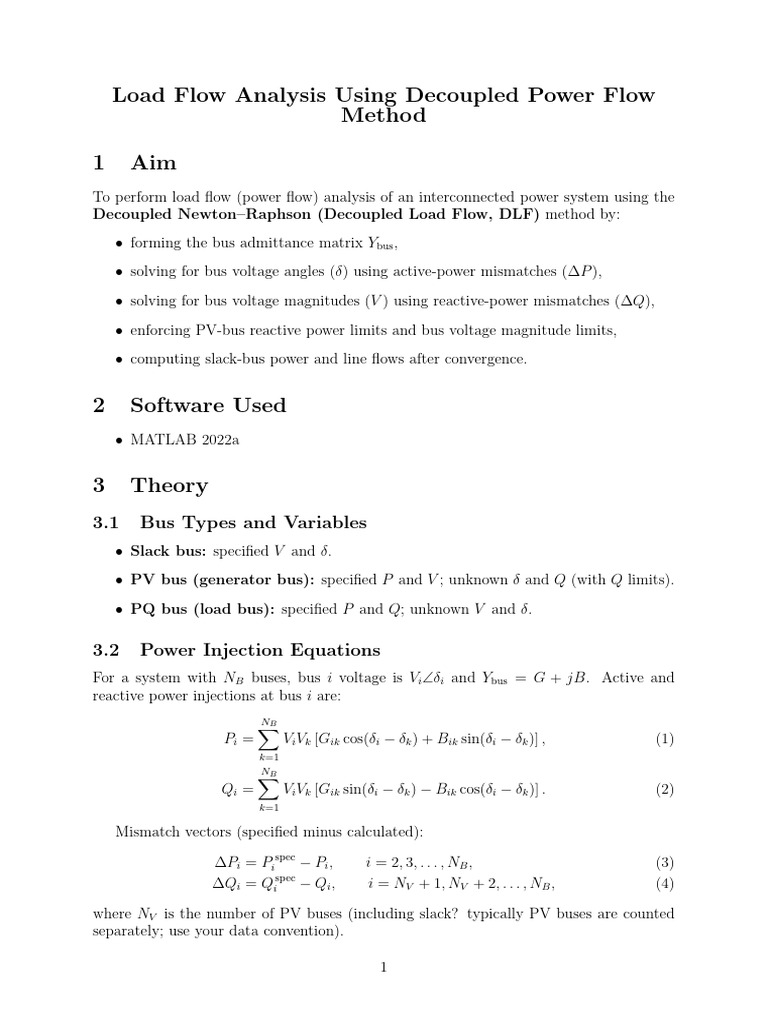 Decoupled Load Flow Method | PDF | Mathematical Analysis | Algorithms