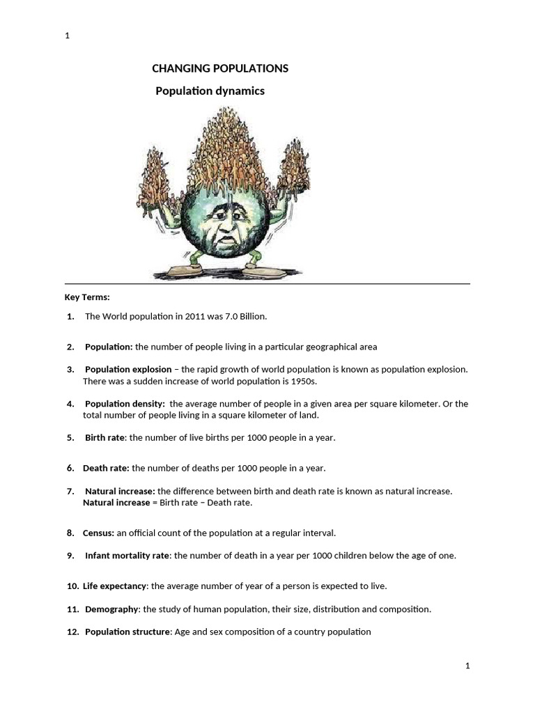 Form 1 Population Notes | PDF | Birth Control | Mortality Rate