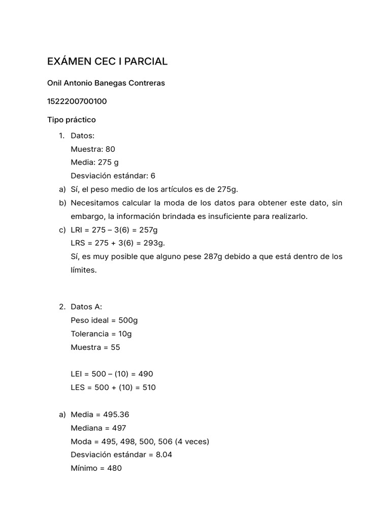 Exámen Cec i Parcial | PDF