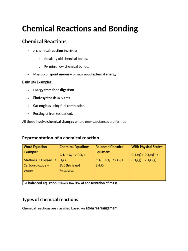 Chemical Reactions and Bonding | PDF | Salt (Chemistry) | Ion
