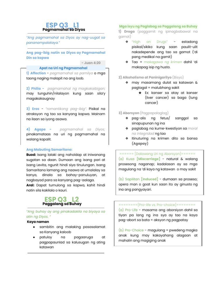 ESP 10 - REVIEWER For Q3 | PDF