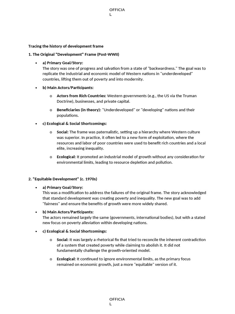 Tracing the History of Development Frame | PDF | Sustainability ...