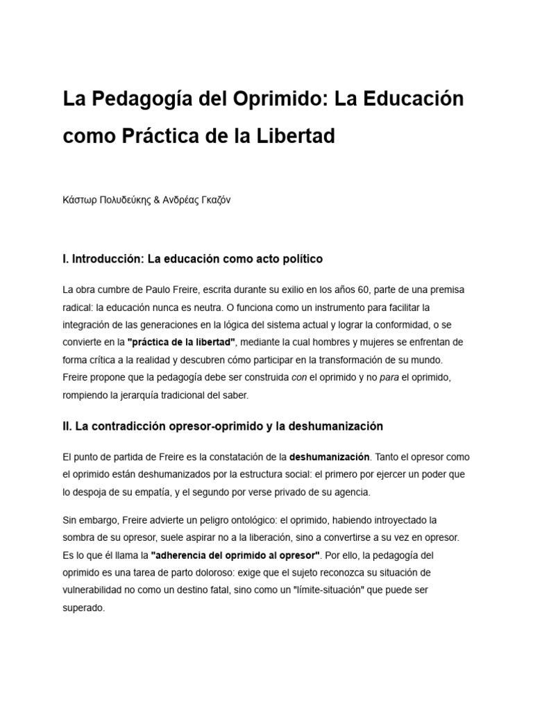 Texto La Educacion Como Practica de La Libertad | PDF | Pedagogía