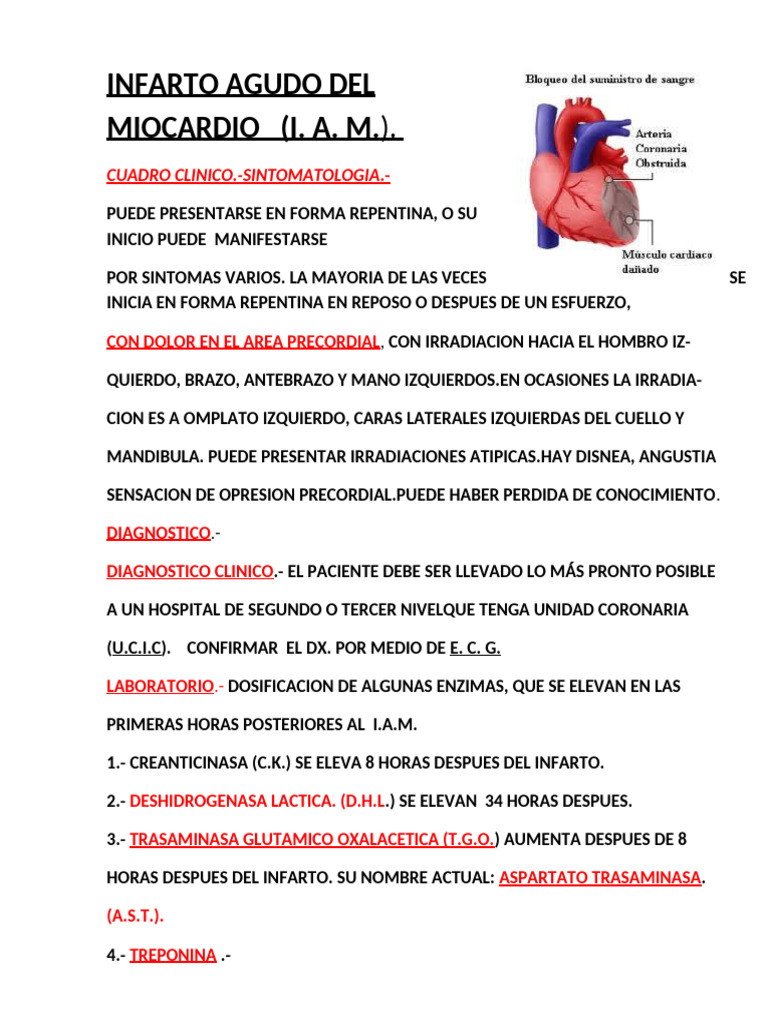 Infarto Agudo Del Miocardio | PDF | Infarto de miocardio | Medicina