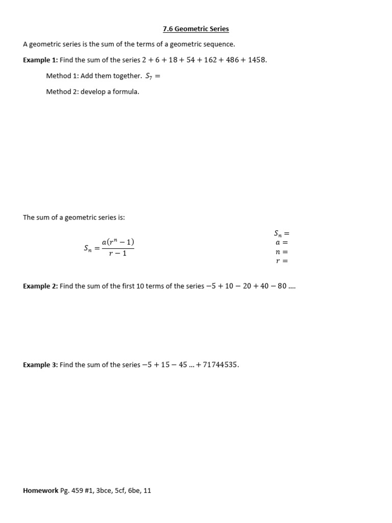 04a - 7.6 Geometric Series Jan 2026 | PDF