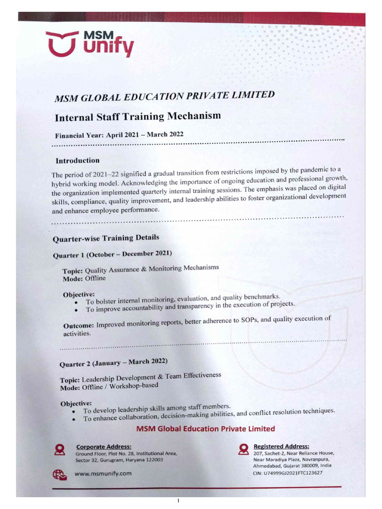Internal Training Docs | PDF