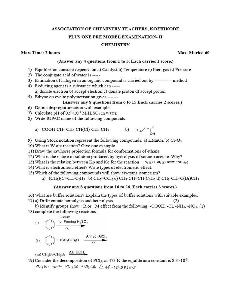 ACT Plus One Test II | PDF | Chemical Reactions | Buffer Solution