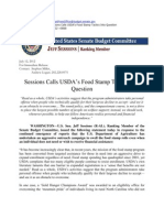 Sessions Calls Usda S Food Stamp Tactics Into: Senaterepublican - Budgetpressoffice@Budget - Senate.Gov