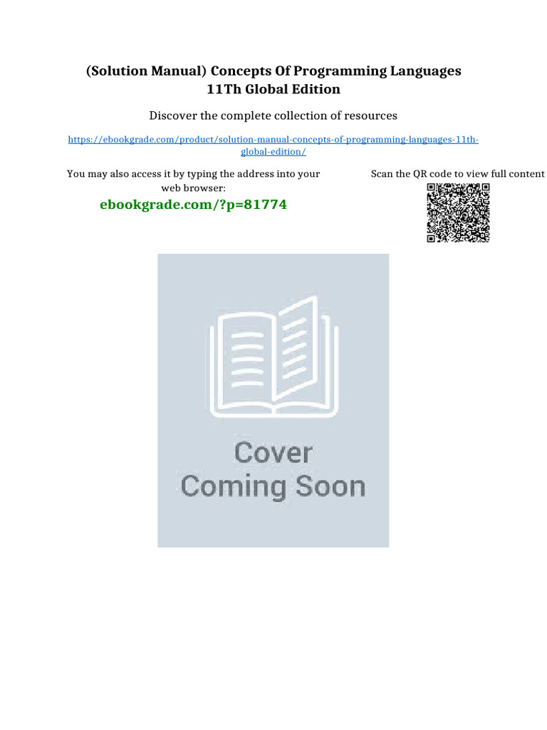 (Solution Manual) Concepts of Programming Languages 11th Global Edition ...