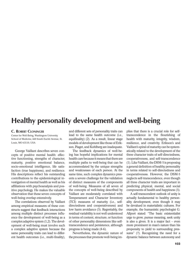 Healthy Personality and Well-Being Development | PDF | Well Being ...