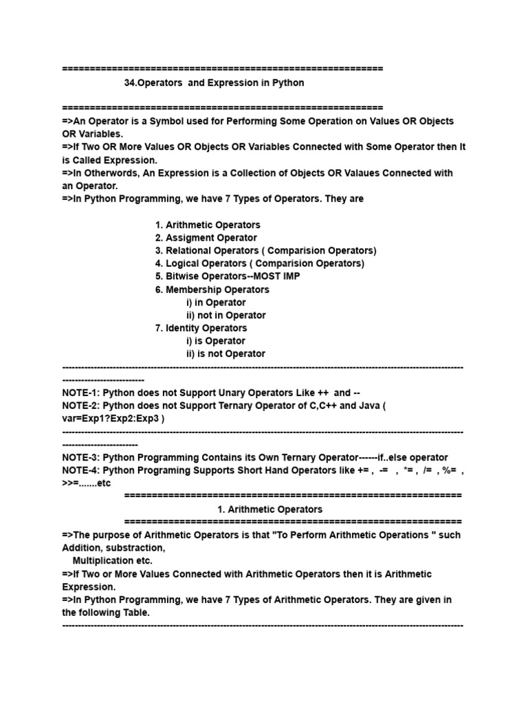 1.operators and Expression 31AUG2024 | PDF | Arithmetic | Number Theory