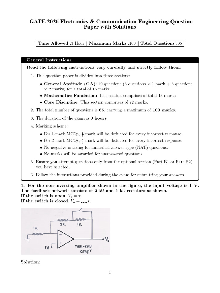 GATE 2026 EC Question Paper With Solution | PDF | Bipolar Junction ...