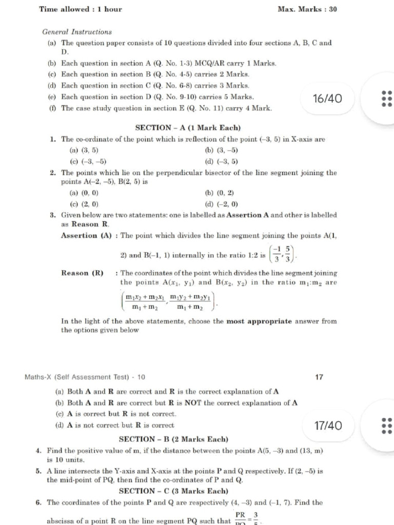 Coordinate Geometry Chapter Test | PDF