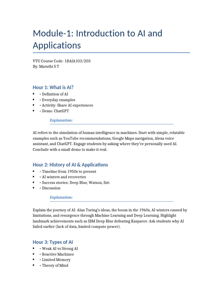 Module1 AI Explanation Notes | PDF | Intelligence (AI) & Semantics ...