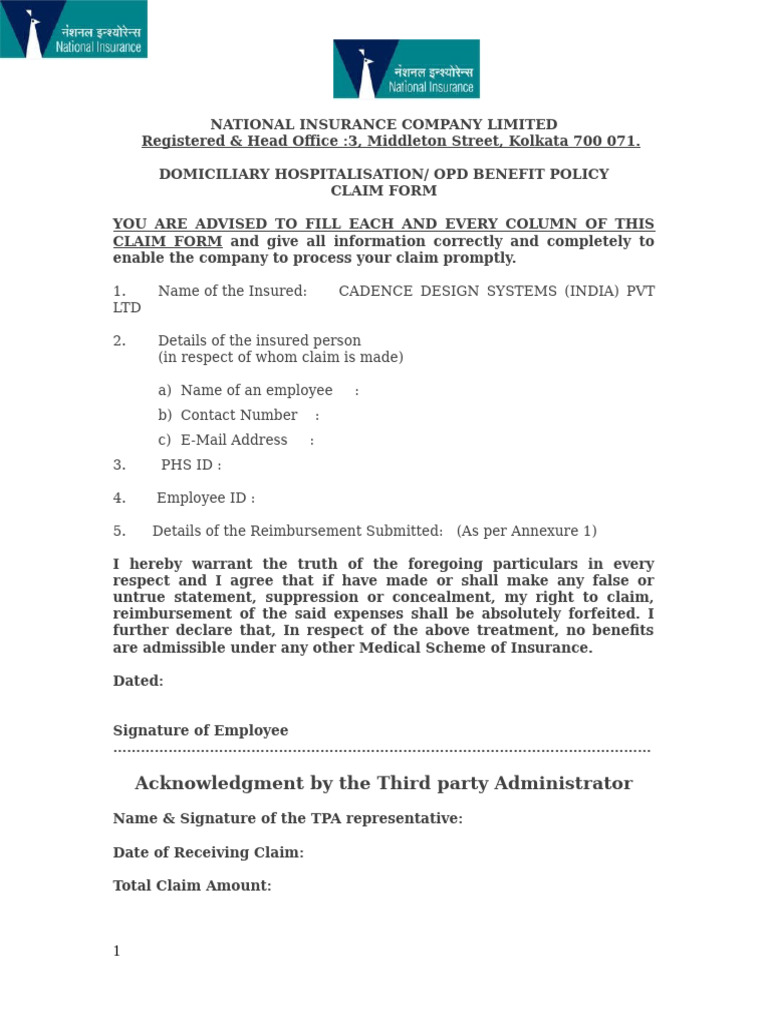 OPD Claim Form | PDF
