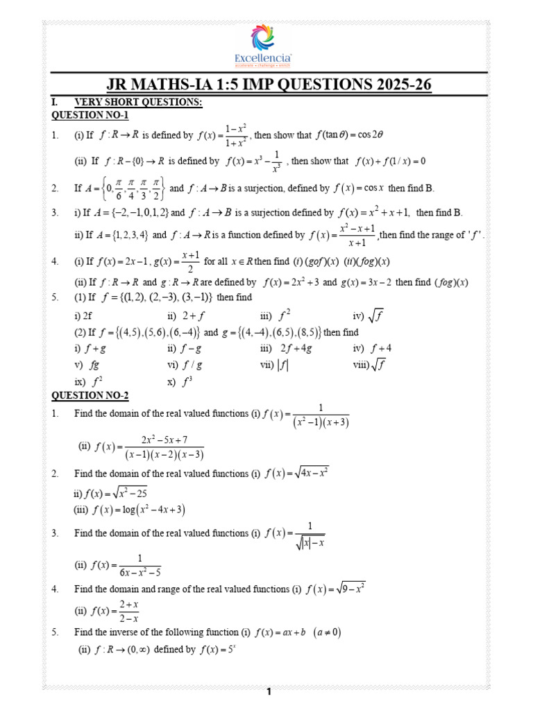 FINAL TS IPE JR MATHS-IA IMP QUESTIONS (2025-26) without years & stars ...