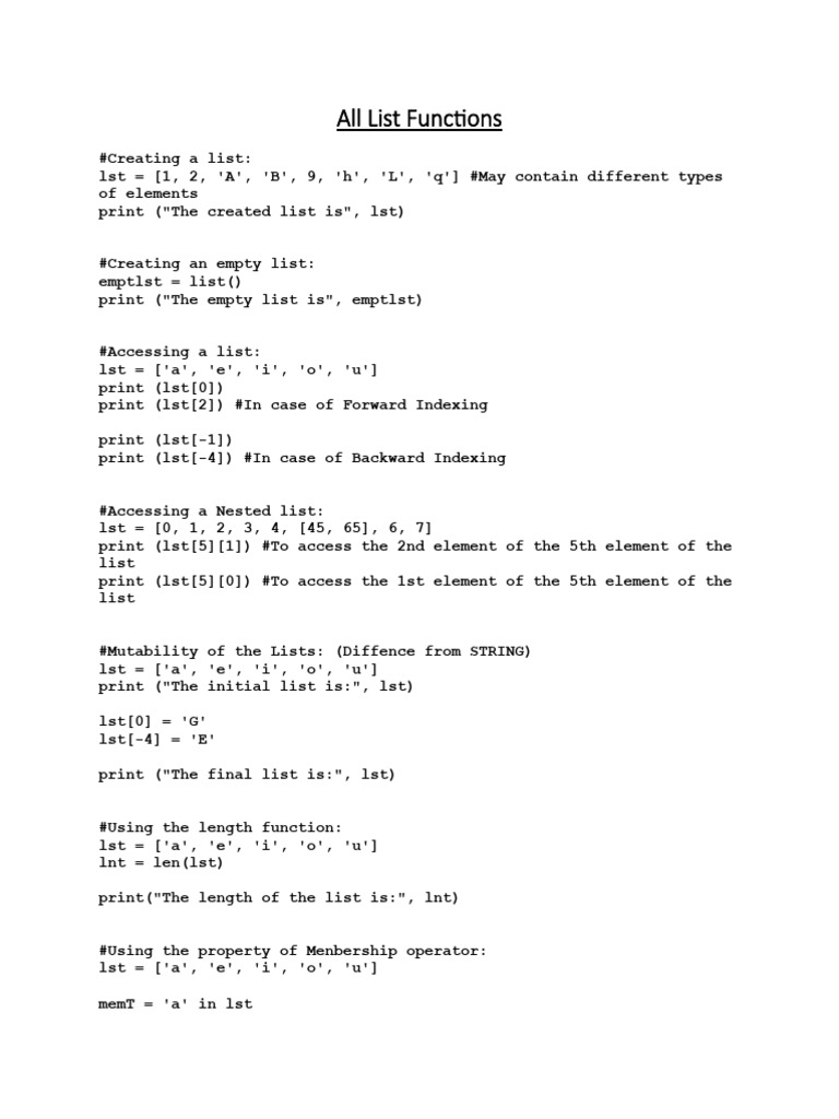 All List Functions | PDF | Computer Programming | Amphibious Warfare