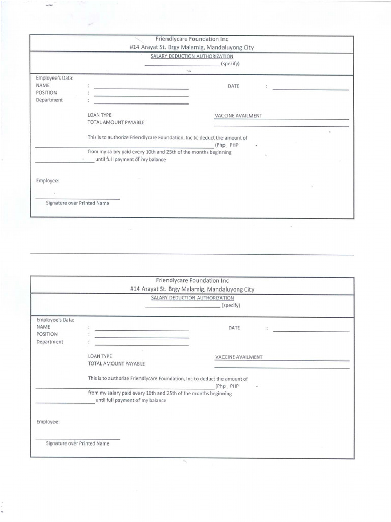 Salary Deduction Form | PDF