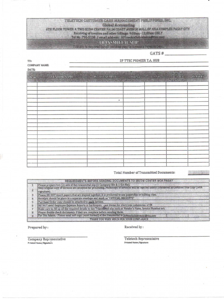 Ttec Transmittal | PDF