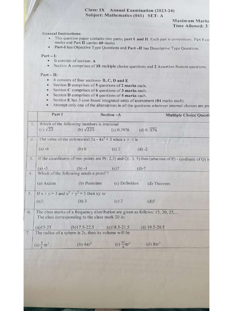Ix Sample Paper 2 | PDF