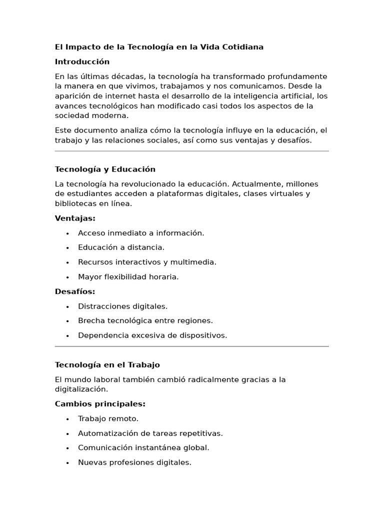 El Impacto de La Tecnología en La Vida Cotidiana | PDF