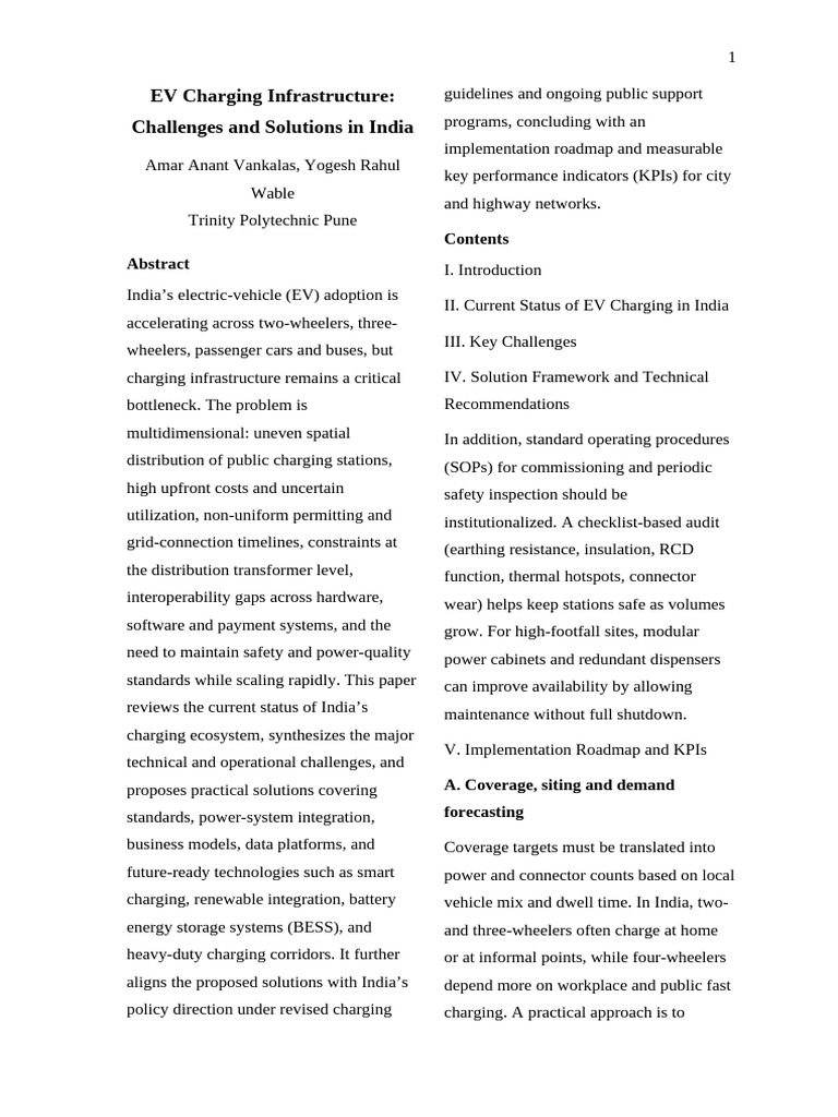 EV Charging Infrastructure India Paper Final | PDF | Battery Charger ...