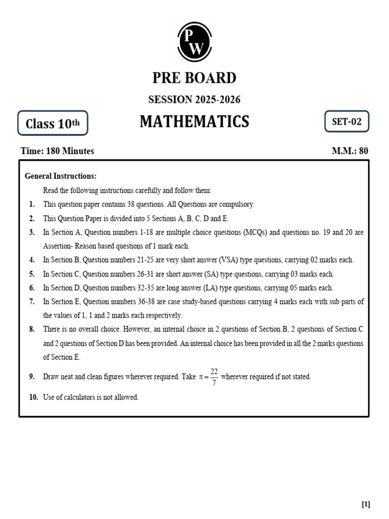 69907ec9ae86aea0e9e90f18 - ## - Set 02 Test Paper (Maths Standard ...