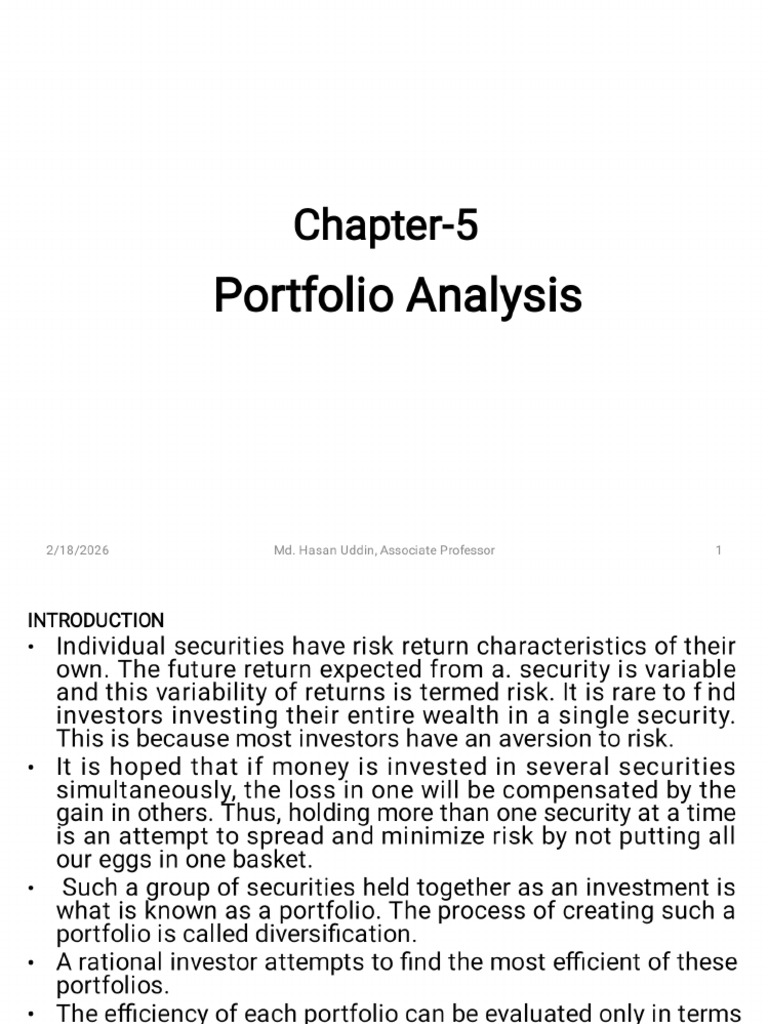 Chapter- 5 (Portfolio Analysis) | PDF