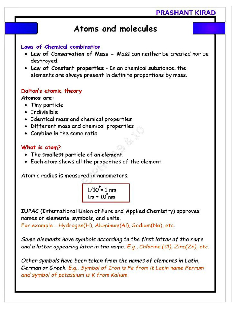 Chemistry Ch3 & Ch4 | PDF
