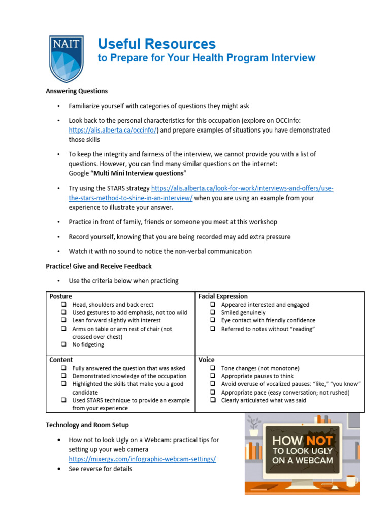 Useful Resources For Health Program Interview 2021-22 | PDF | Nonverbal ...