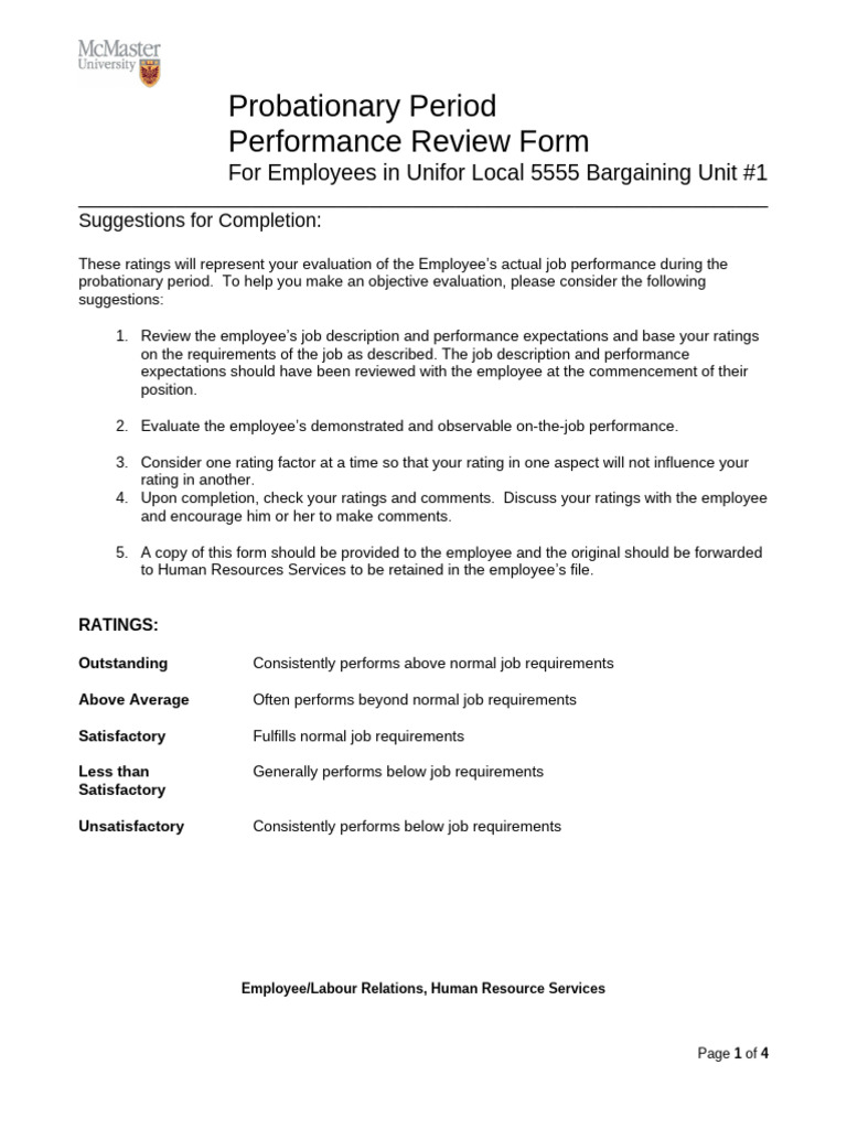 Probationary Review Form | PDF | Business