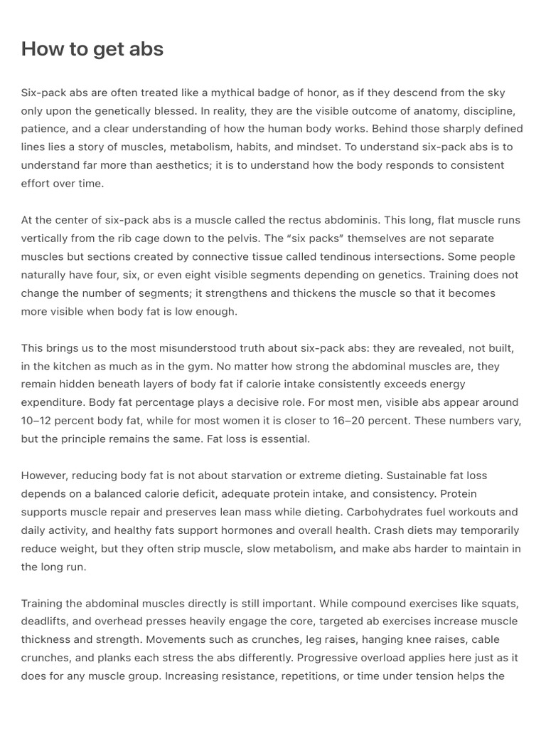 How To Get Abs | PDF | Strength Training | Determinants Of Health