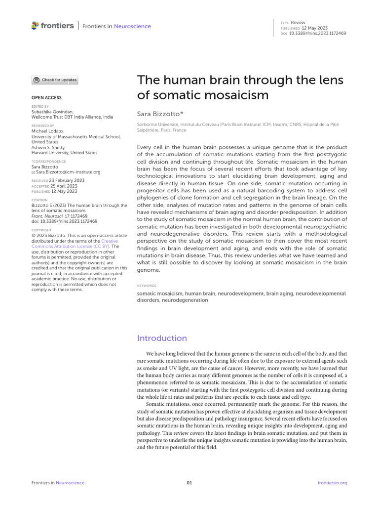 The Human Brain Through The Lens Off Somatic Mosacism | PDF | Dna ...