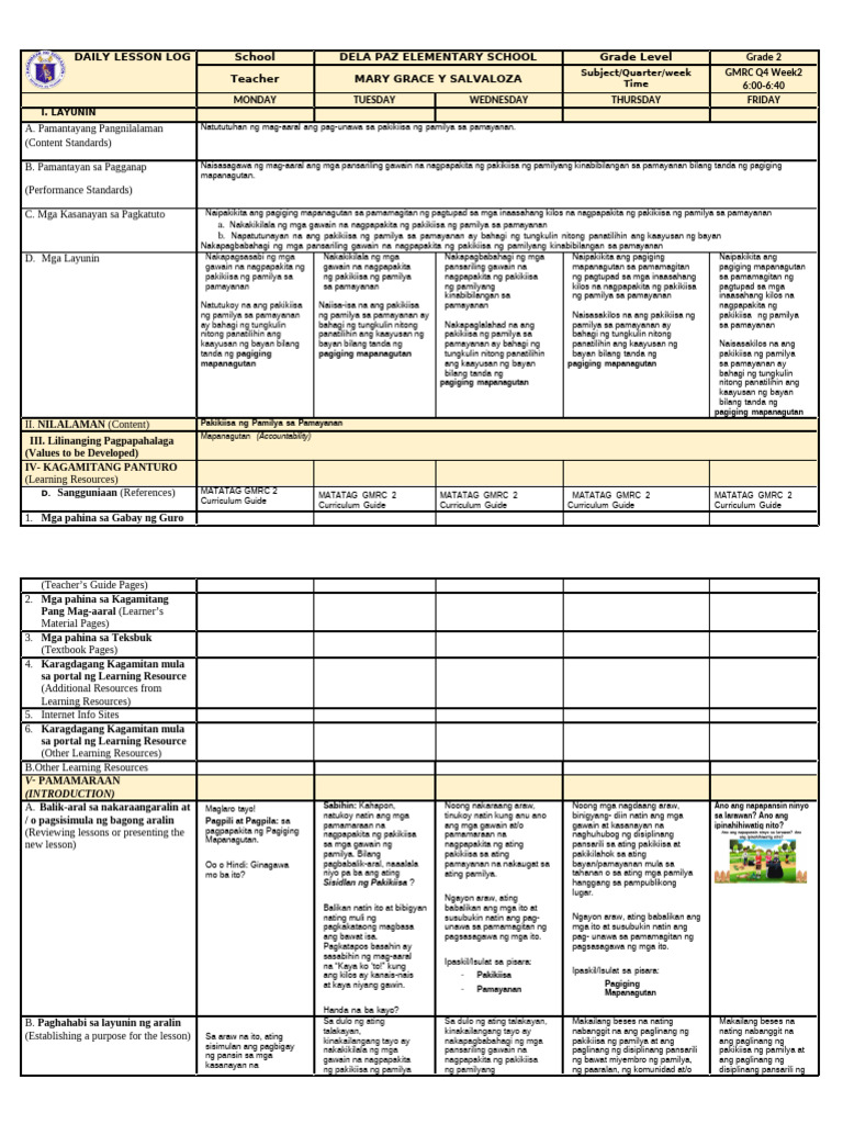 WEEK 2 - 4th Quarter Detailed Lesson Plan | PDF