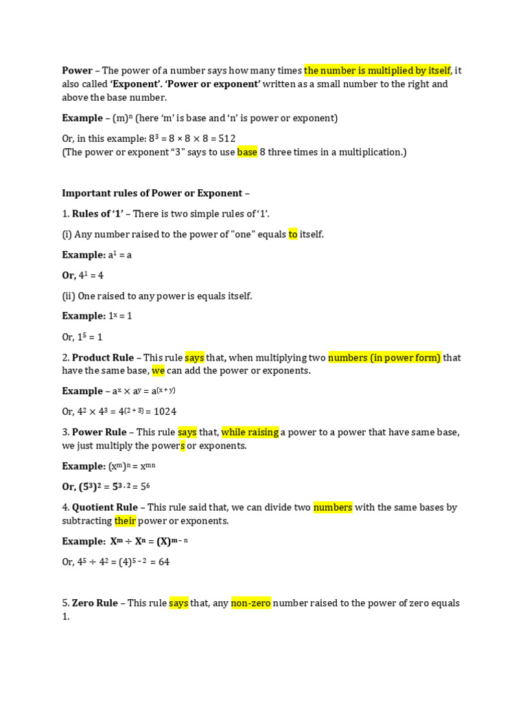 Simplification - Indices - Power - Theory | PDF
