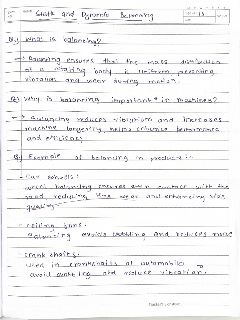 Exp-2 Static and Dynamic Balancing | PDF