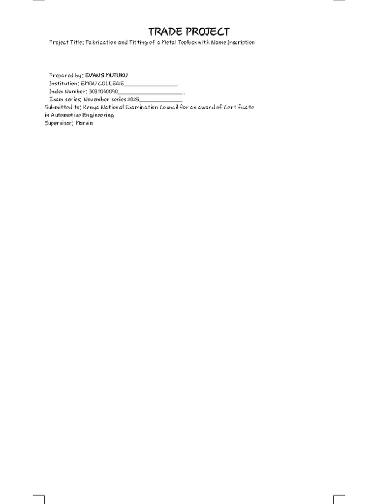 Trade Project Toolbox EVANS MUTUKU 4Pages Phoenix(1) | PDF