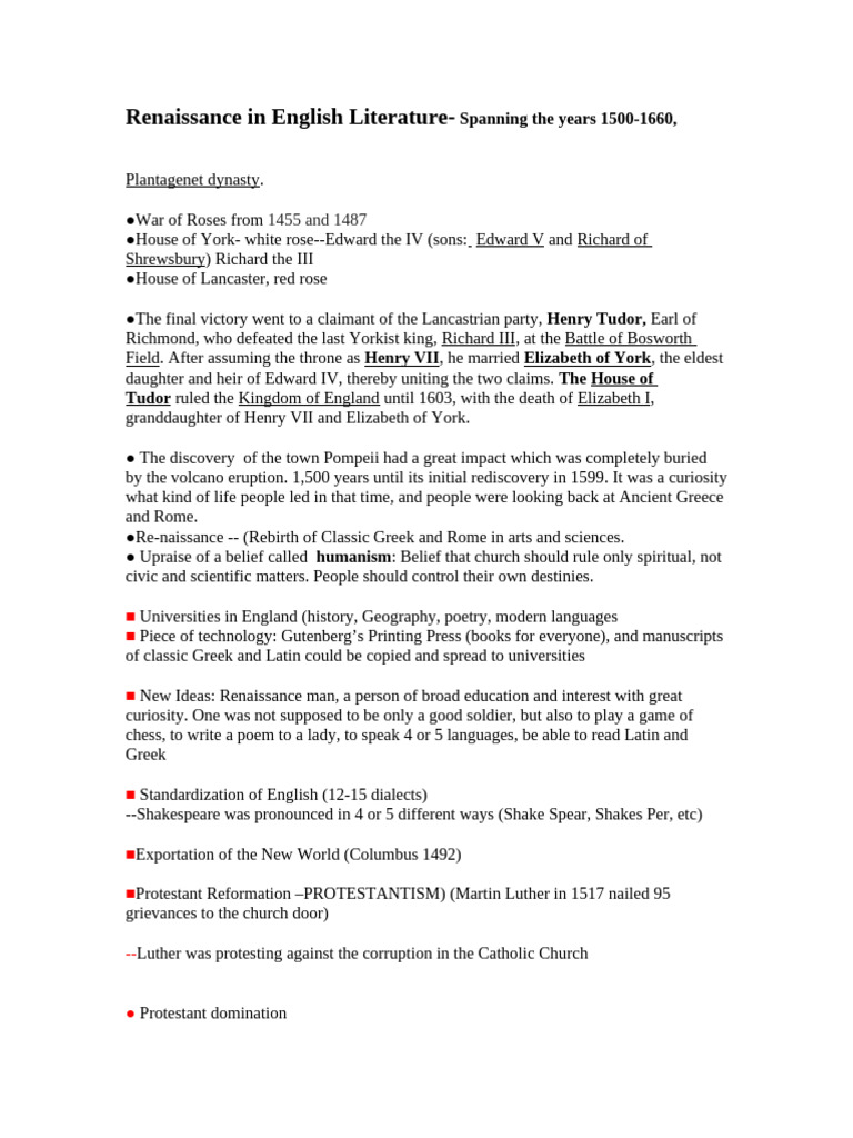 (2017) Renaissance in English Literature | PDF | House Of York ...