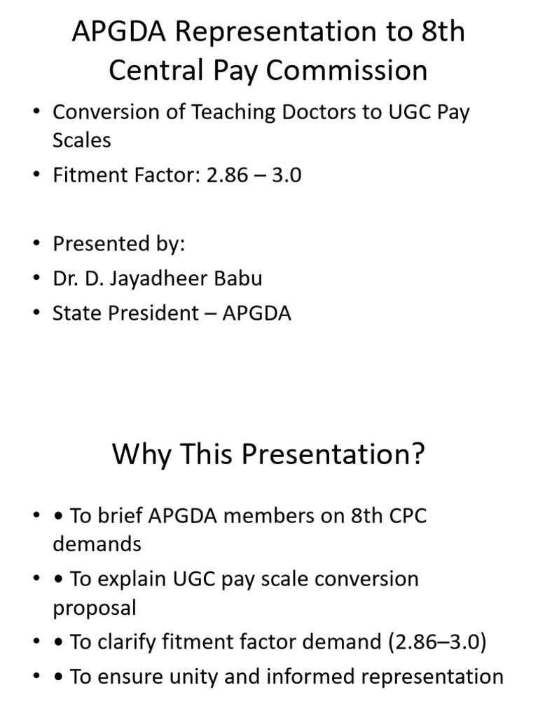 APGDA 8th CPC UGC Pay Scale Presentation | PDF | Doctor Of Medicine ...