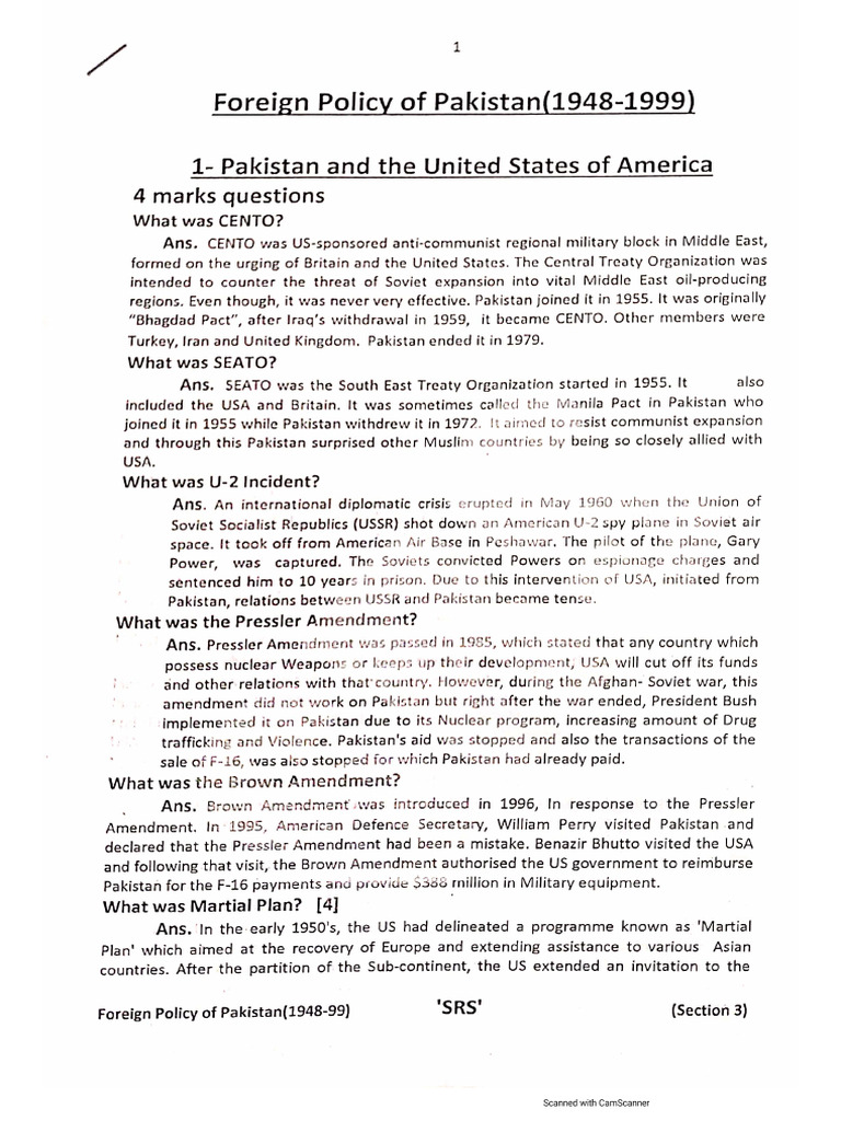 Foreign Relations of Pakistan | PDF