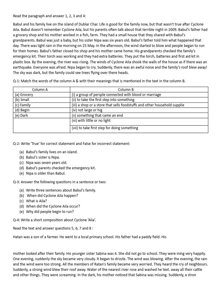 Read The Paragraph and Answer 1 | PDF