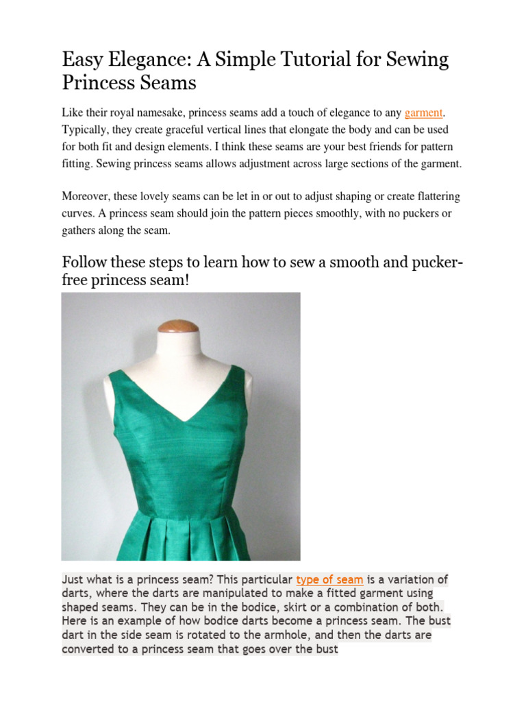 Princess Dart | PDF | Seam (Sewing) | Sewing